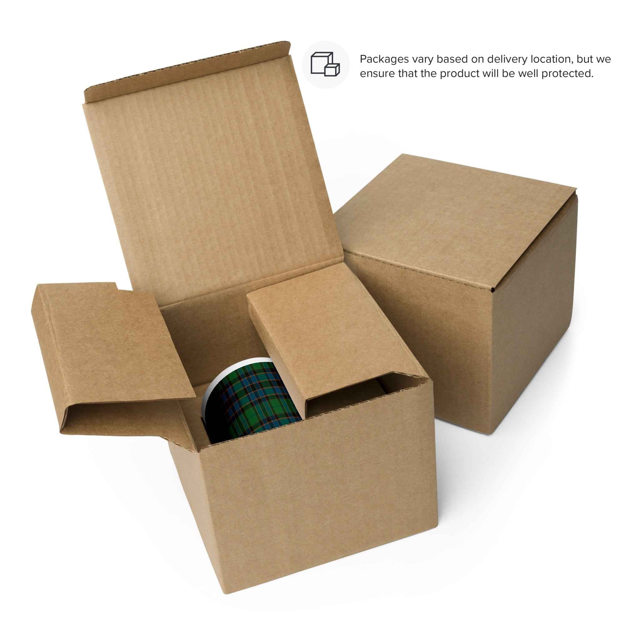 Ceramic Mug Green Blue Orange Plaid Tartan