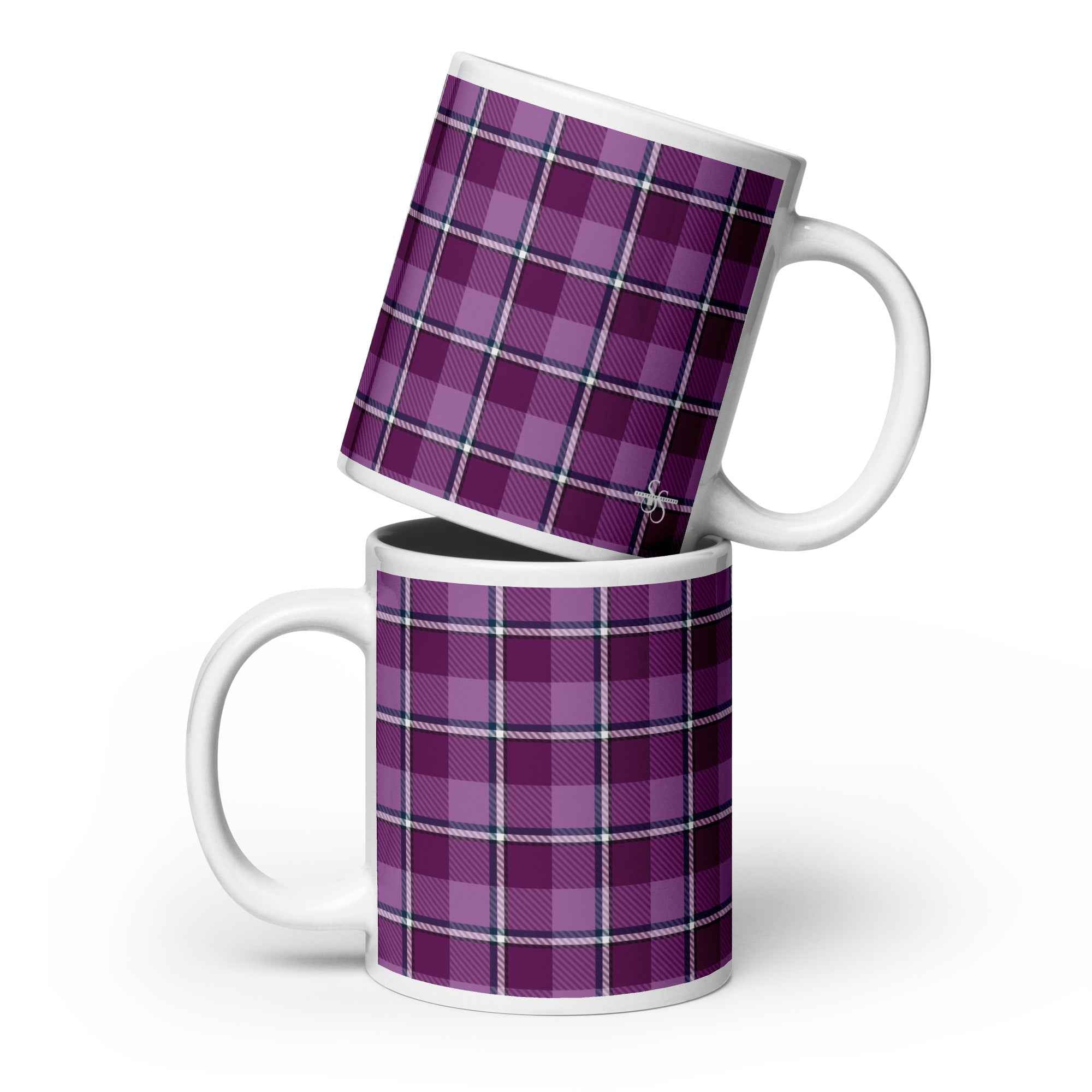 Purple and Trendy Pink Plaid Ceramic Mug - Scottish Squares