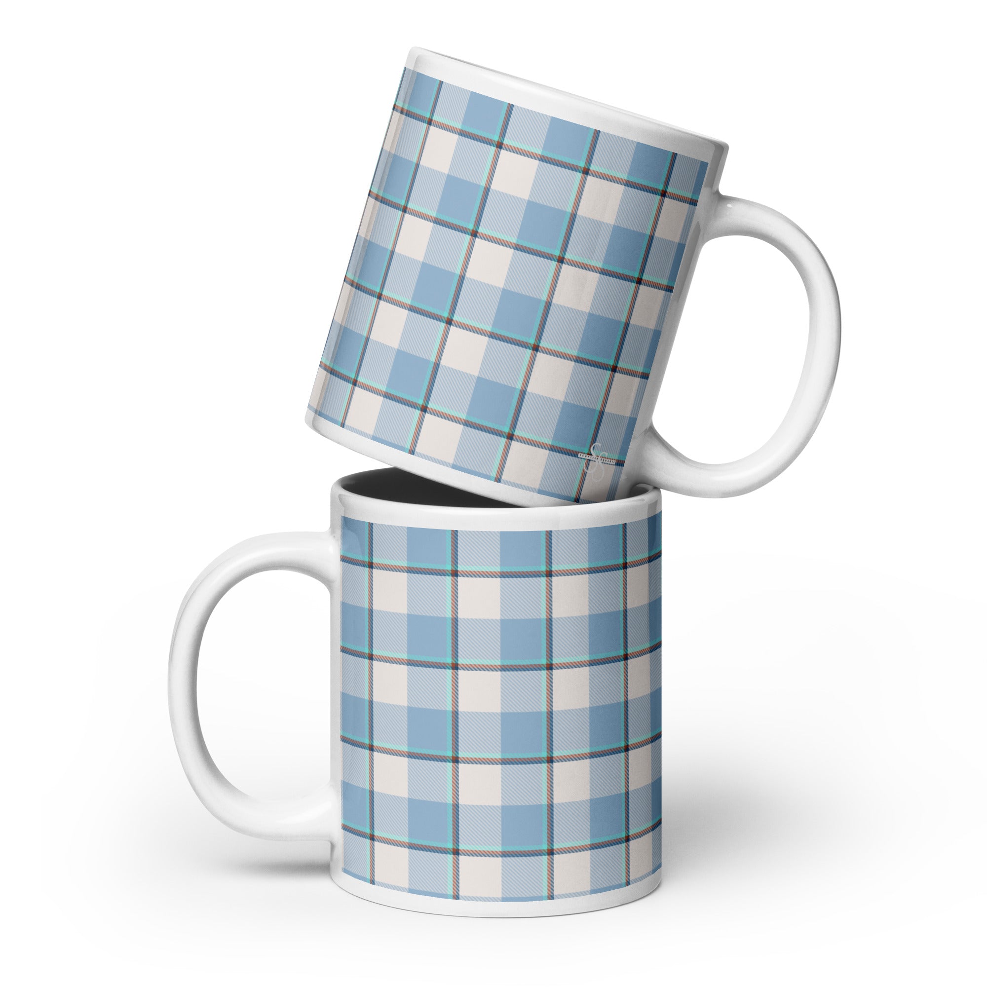Pink Cloud and Blue Lagoon Plaid Ceramic Mug - Scottish Squares