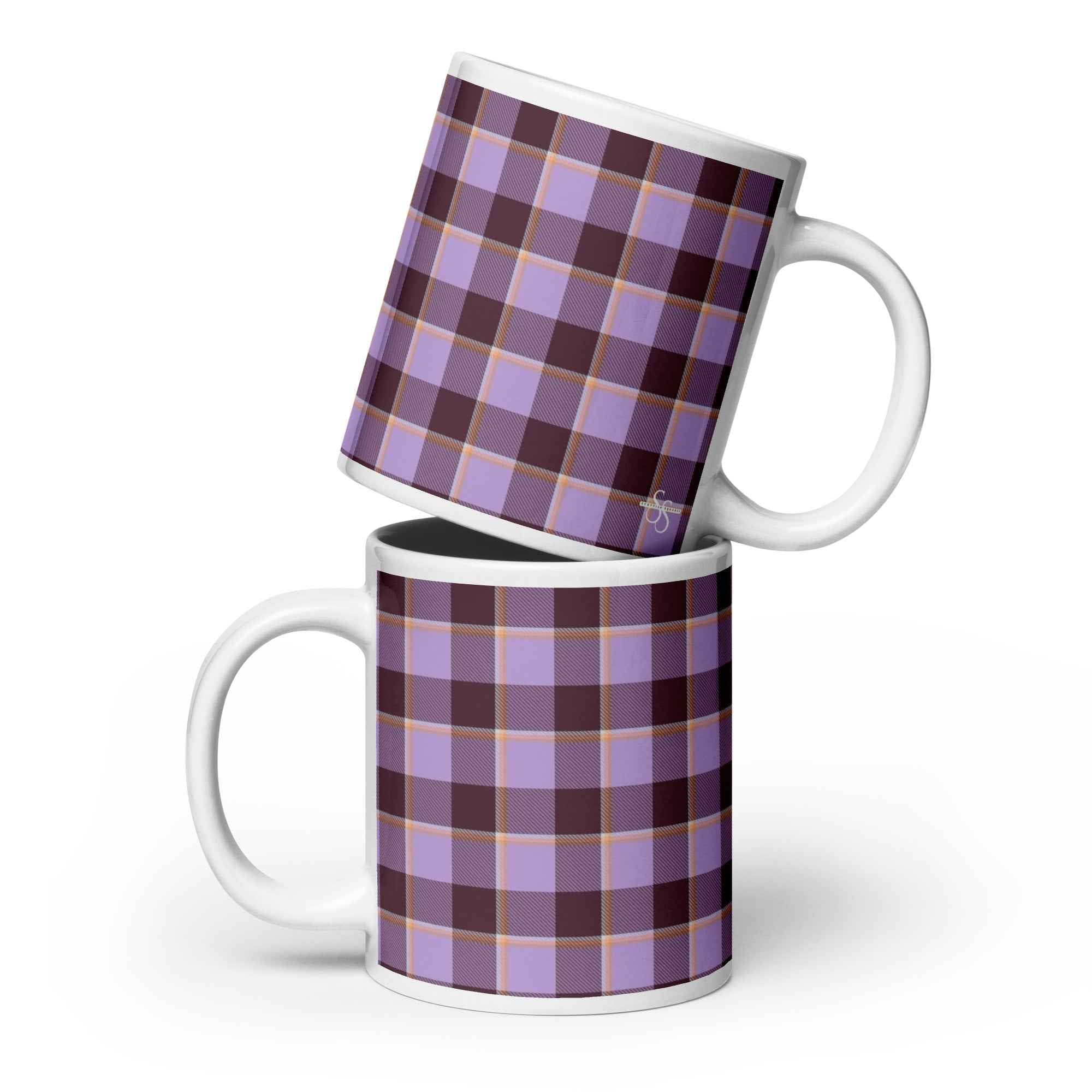 Light Wisteria and Livid Brown Plaid Ceramic Mug - Scottish Squares