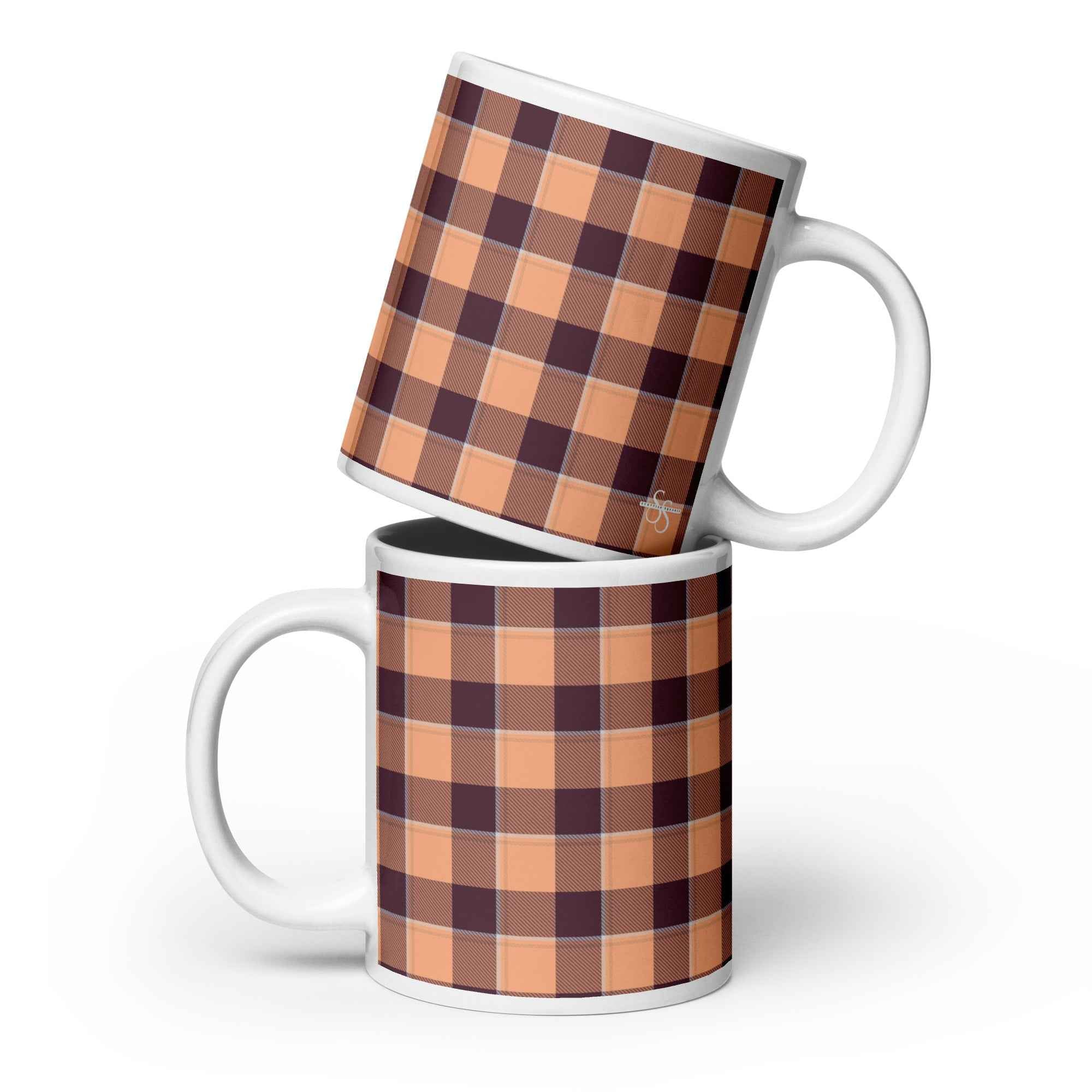 Hit Pink and Livid Brown Plaid Ceramic Mug - Scottish Squares