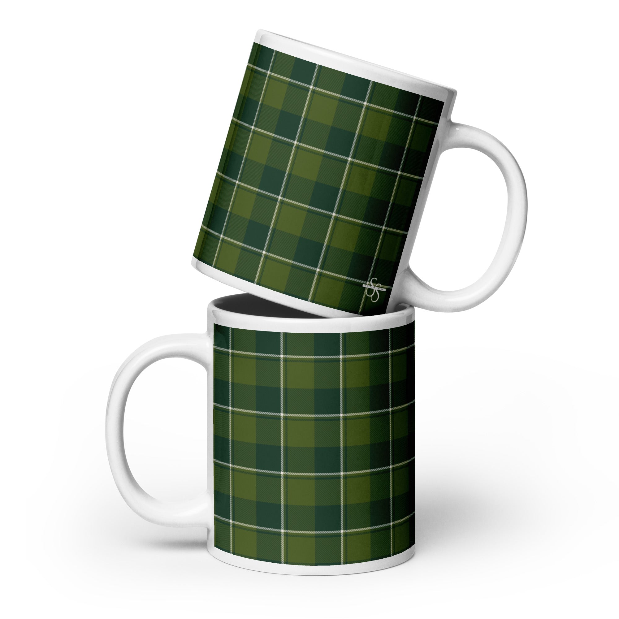 Woodland and Evergreen Plaid Ceramic Mug - Scottish Squares