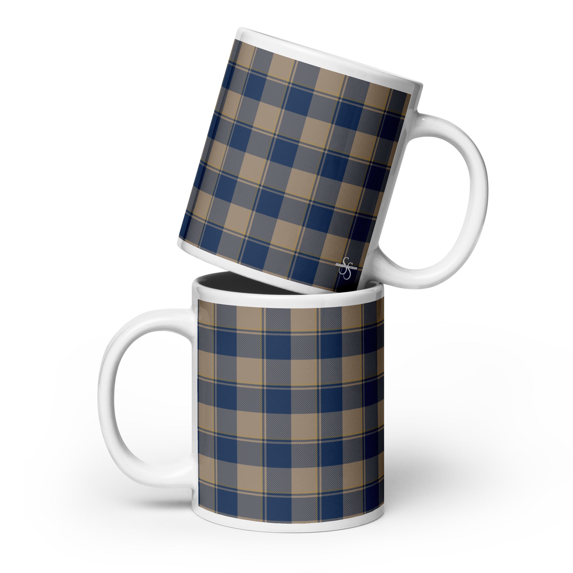 Cello and Donkey Brown Plaid Ceramic Mug - Scottish Squares