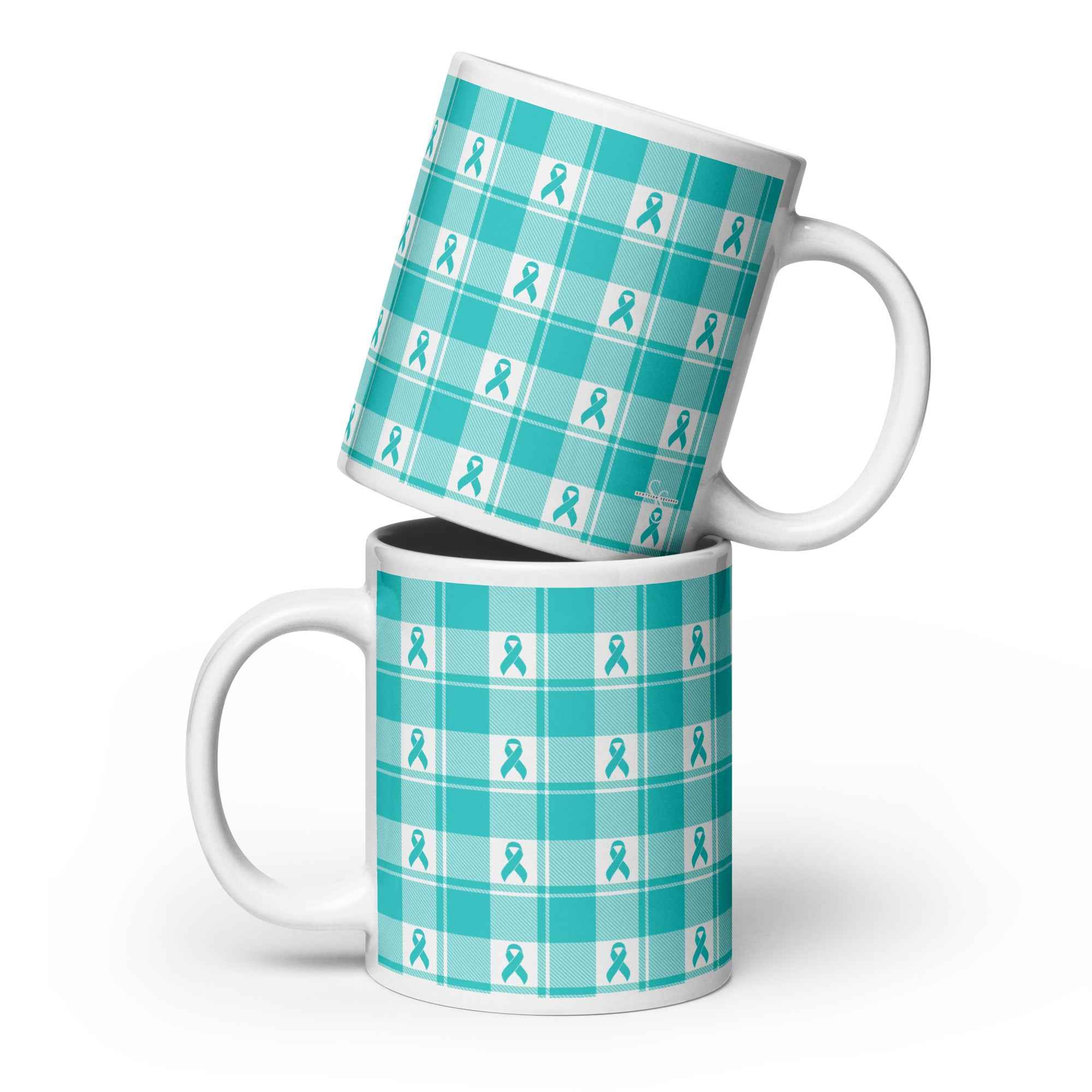Ceramic Mug Ovarian Cancer Awareness Plaid 20 oz - Scottish Squares
