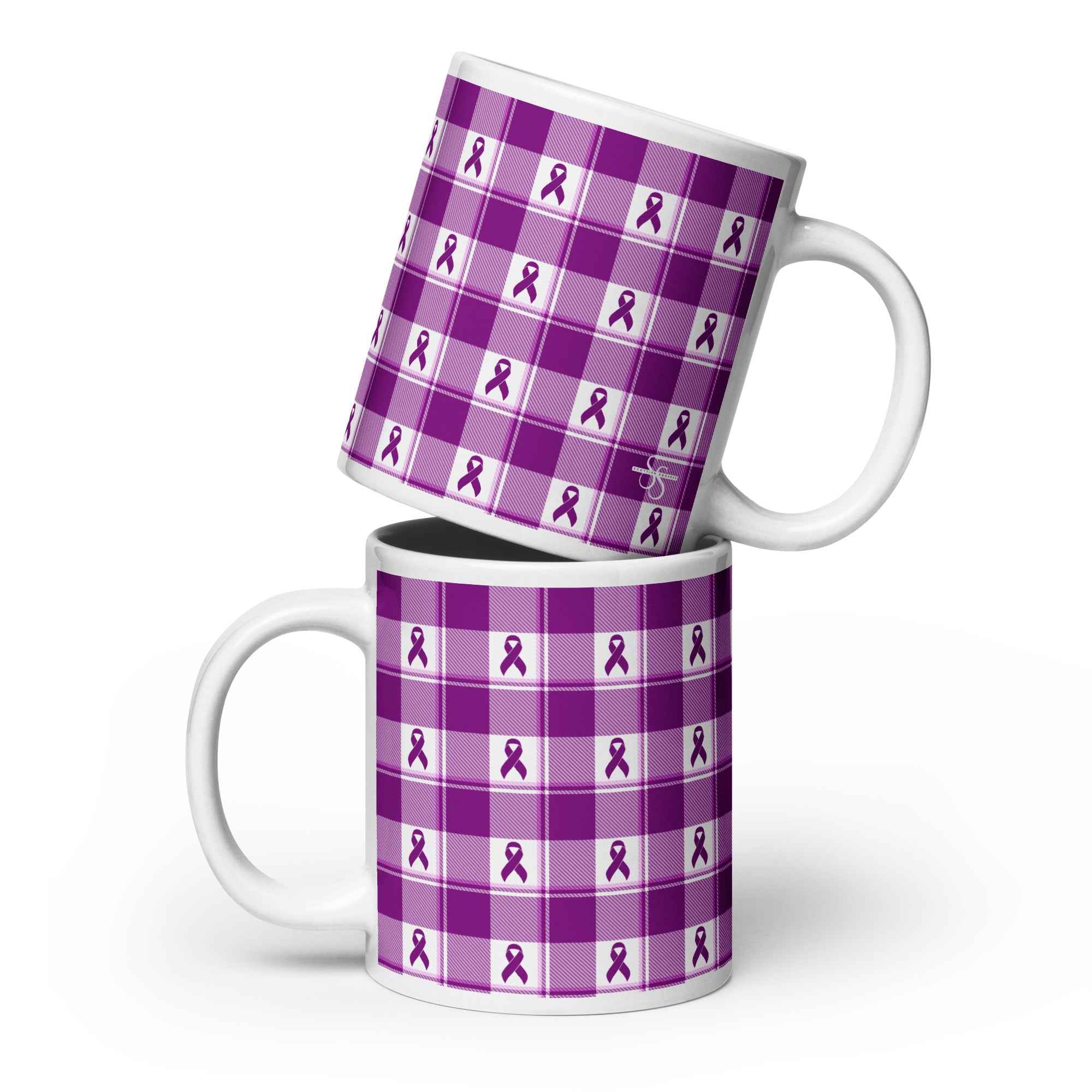 Ceramic Mug Pancreatic Cancer Awareness Plaid 20 oz - Scottish Squares