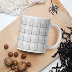 White Ceramic Mug Lung Cancer Awareness Plaid, White Ribbon, Supportive Gift - Scottish Squares