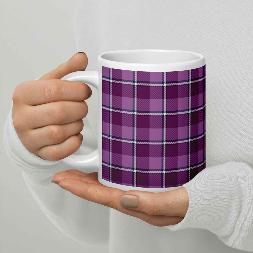 Purple and Trendy Pink Plaid Ceramic Mug - Scottish Squares