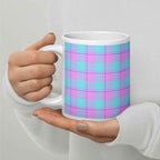 Mauve and Coastal Mist Plaid Ceramic Mug - Scottish Squares