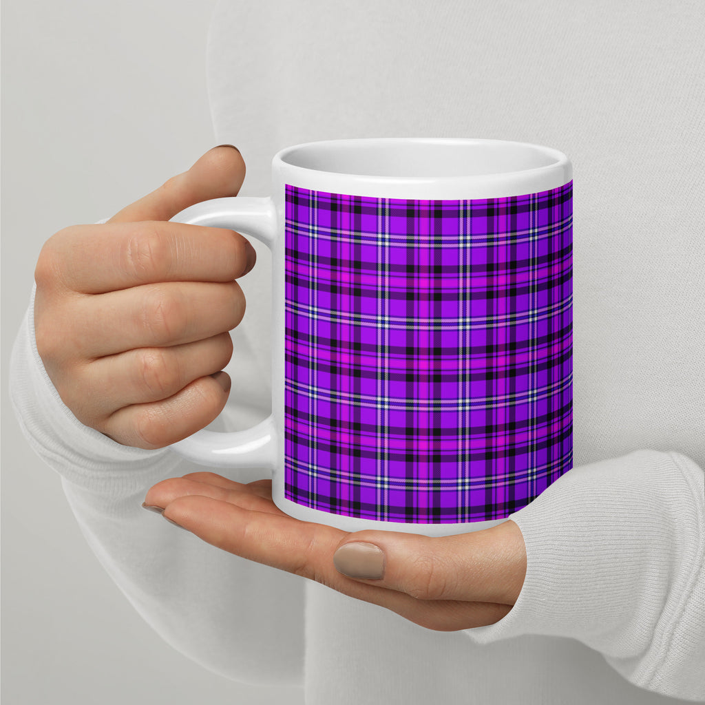 Electric Violet and Fuchsia Plaid Ceramic Mug - Scottish Squares