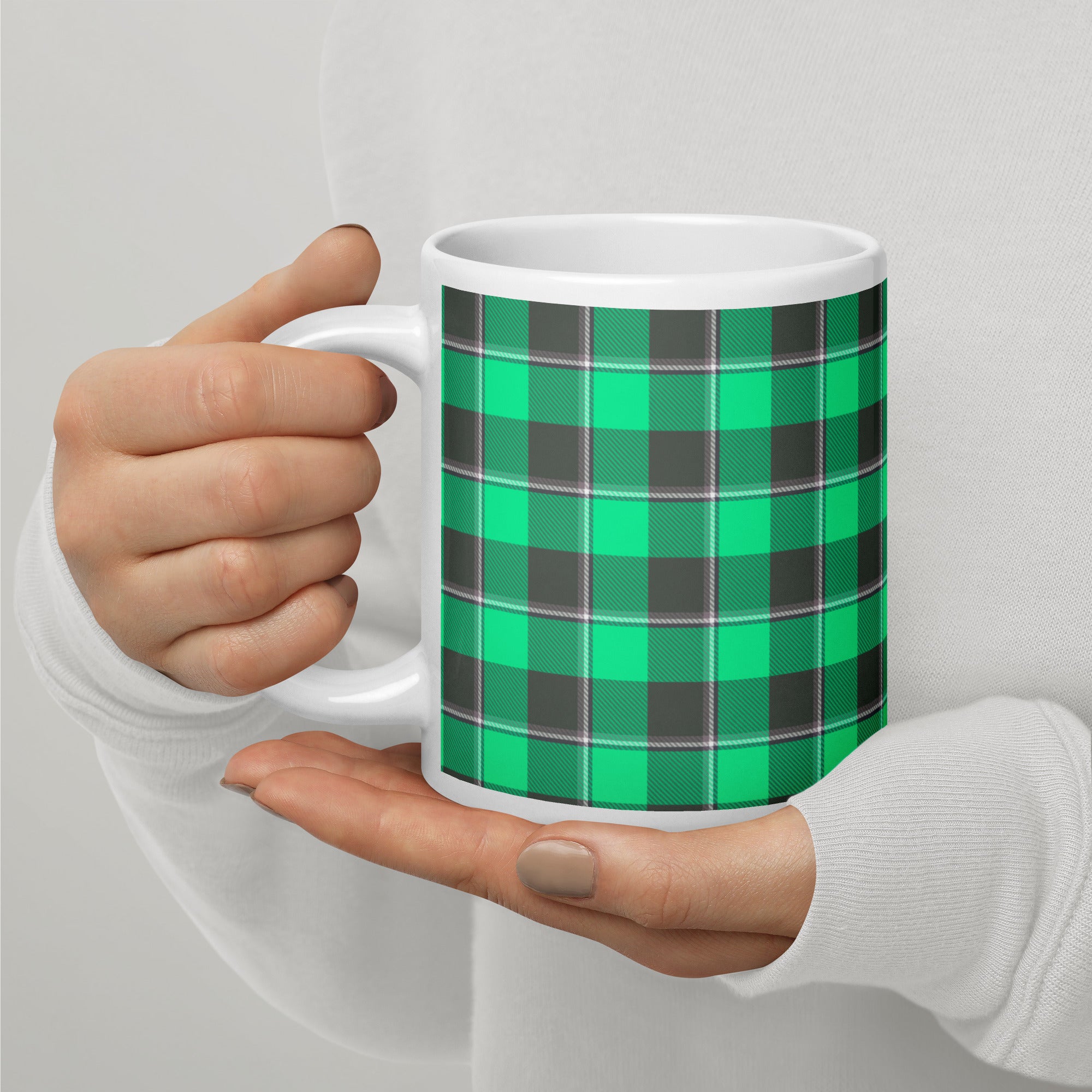 Spring Green and Finlandia Plaid Ceramic Mug - Scottish Squares