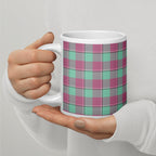 Vista Blue and Turkish Rose Plaid Ceramic Mug - Scottish Squares
