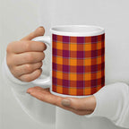 Tahiti Gold and Rose Bud Cherry Plaid Ceramic Mug - Scottish Squares
