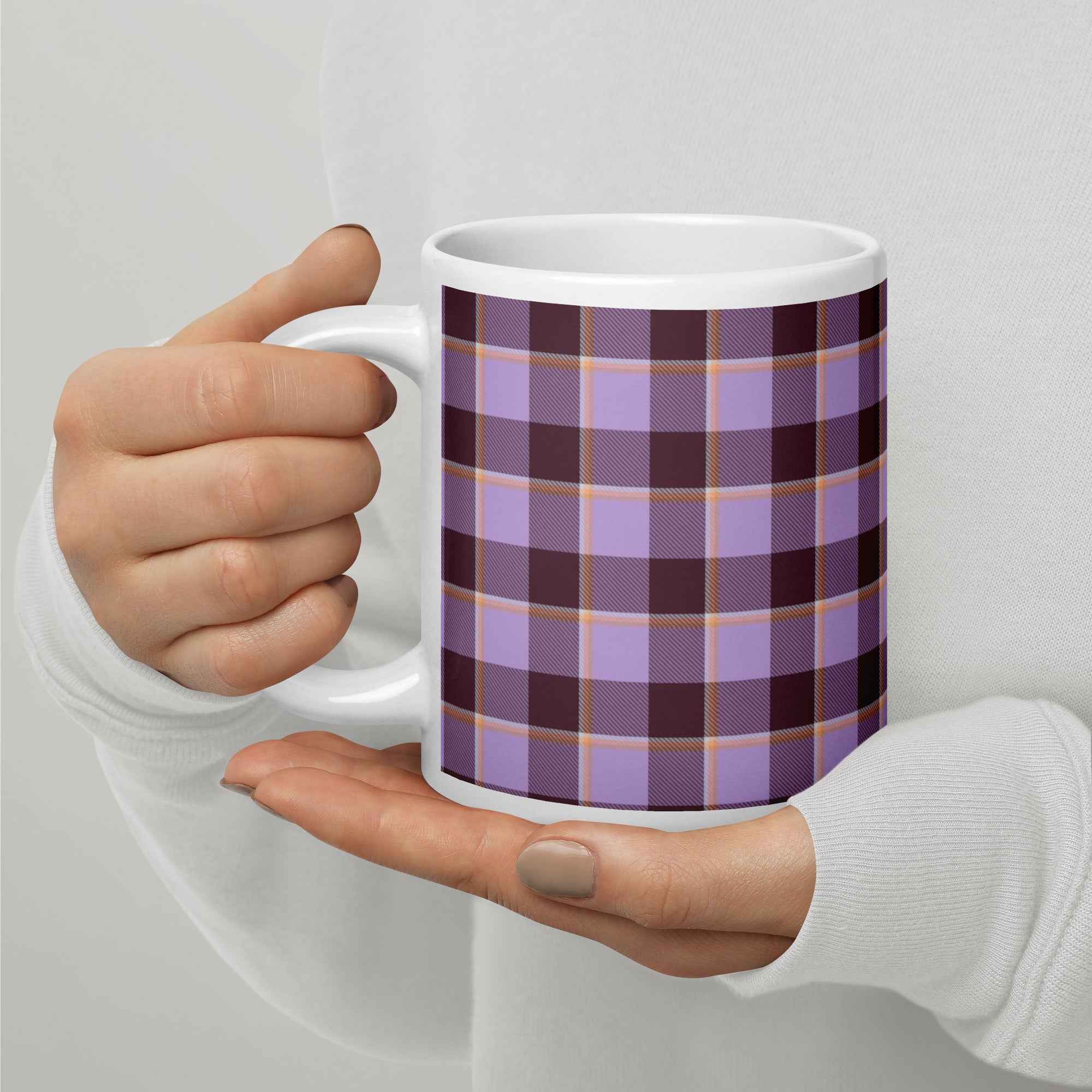 Light Wisteria and Livid Brown Plaid Ceramic Mug - Scottish Squares