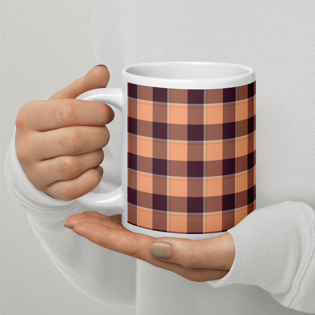 Hit Pink and Livid Brown Plaid Ceramic Mug - Scottish Squares