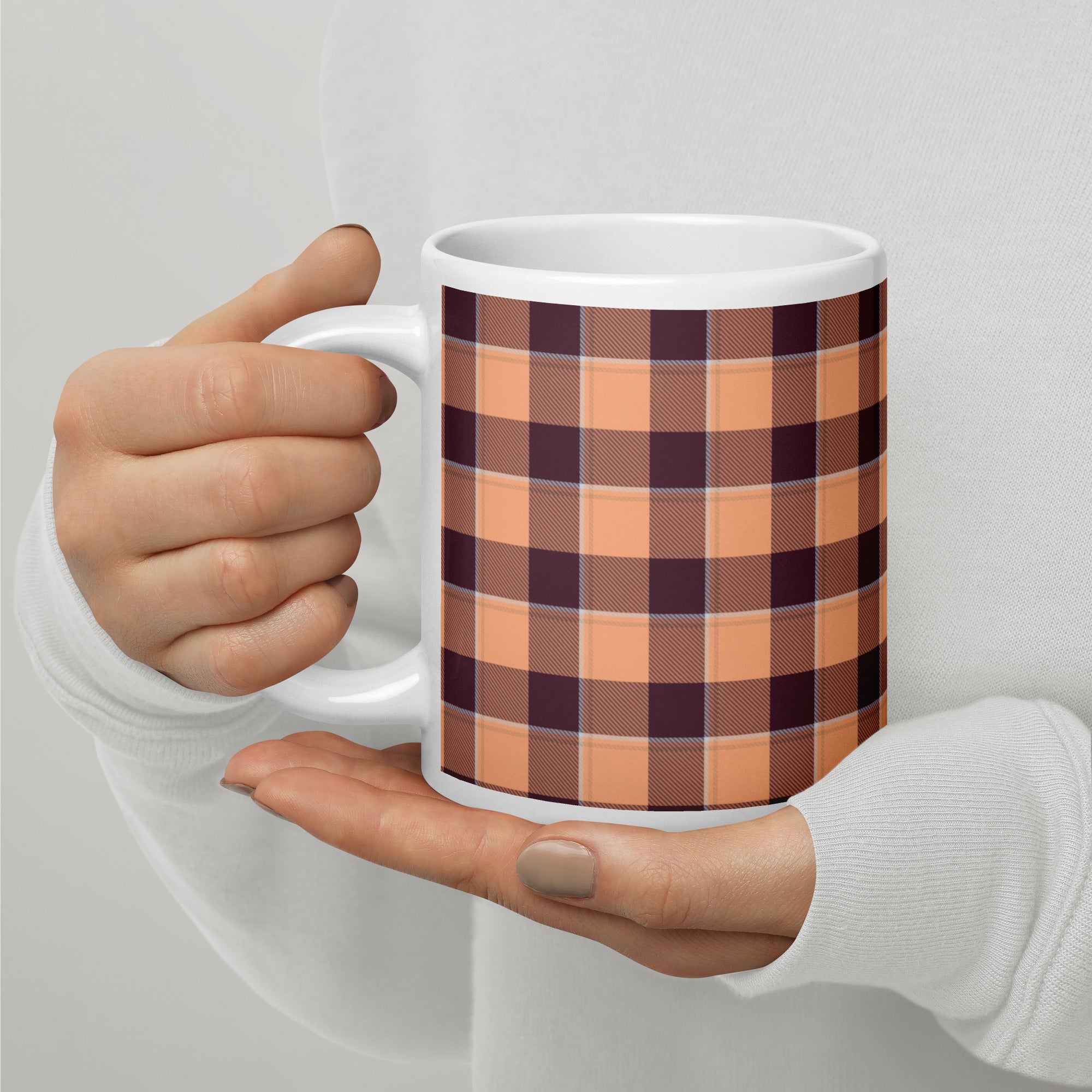 Hit Pink and Livid Brown Plaid Ceramic Mug - Scottish Squares