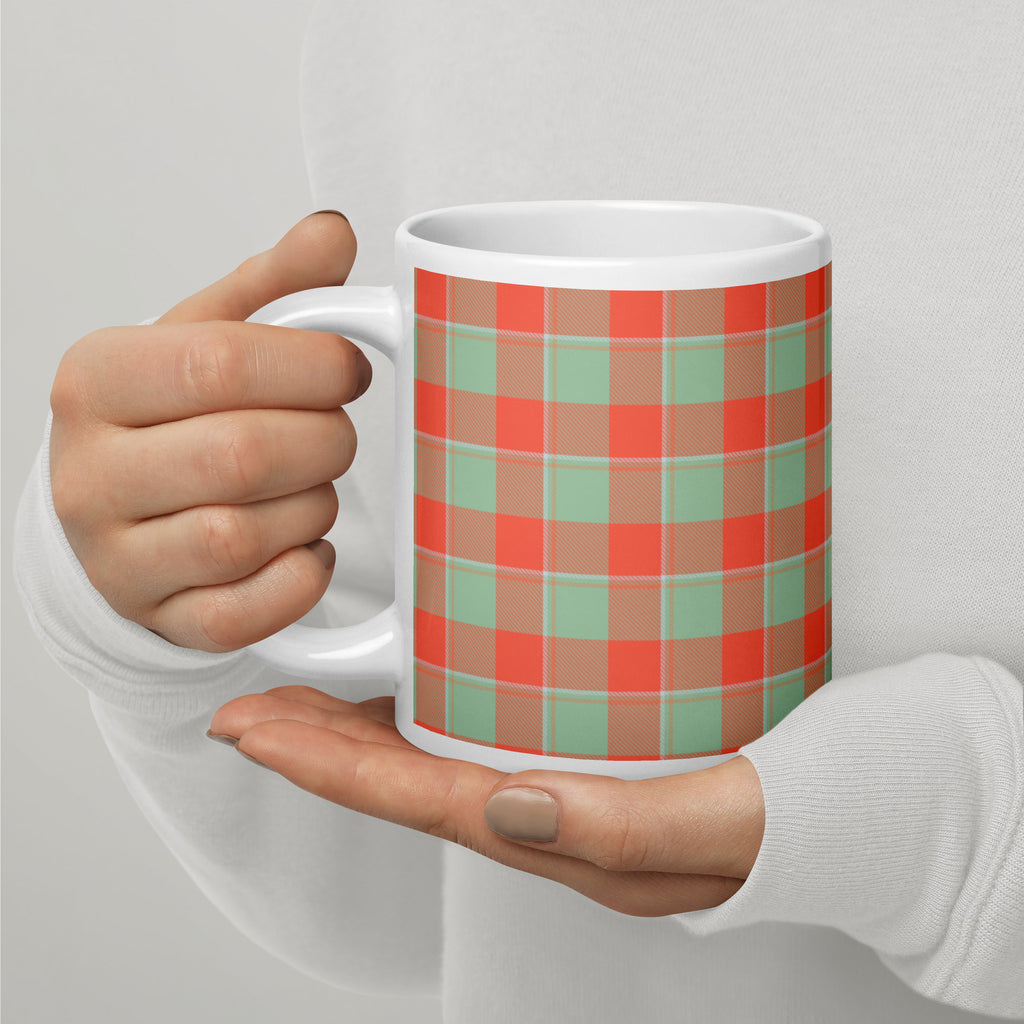 Spring Rain and Persimmon Plaid Ceramic Mug - Scottish Squares