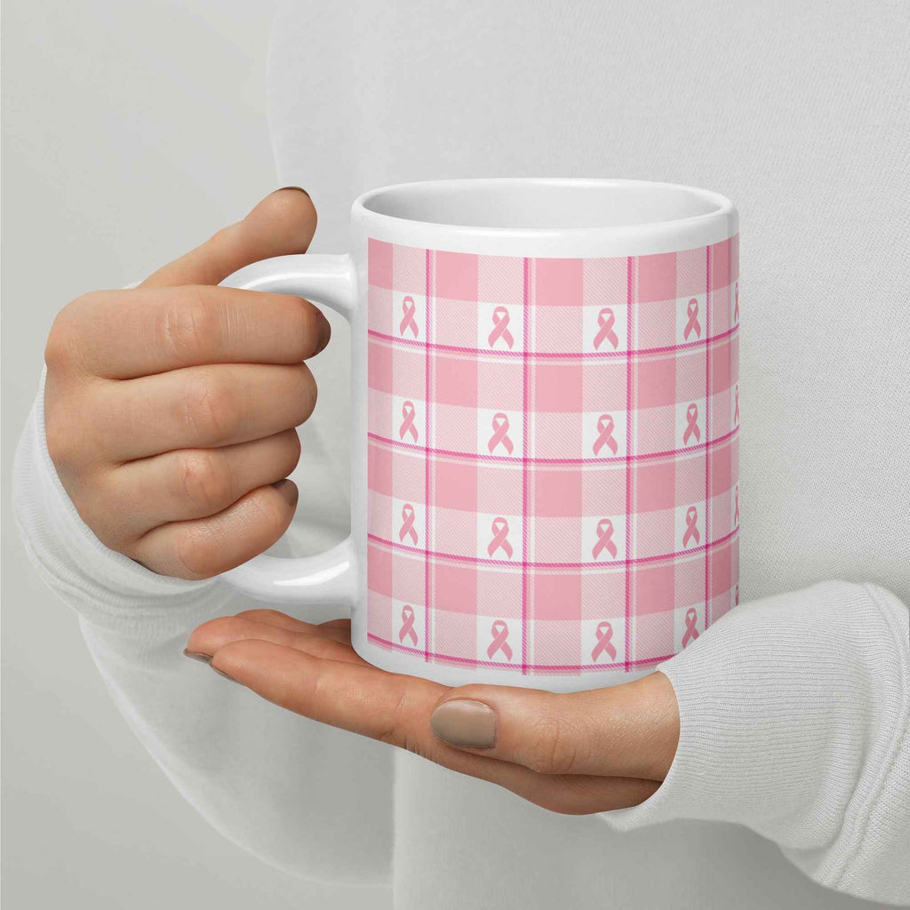 Ceramic Mug Breast Cancer Awareness Plaid - Scottish Squares