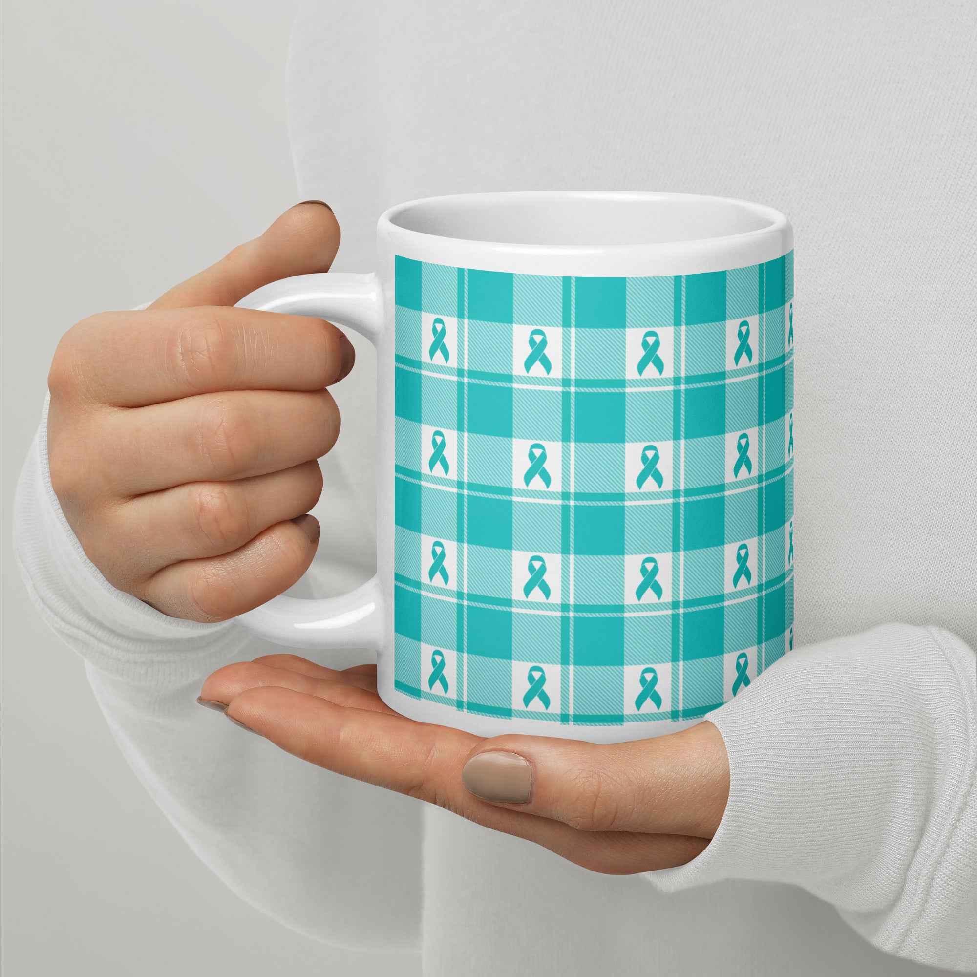 Ceramic Mug Ovarian Cancer Awareness Plaid - Scottish Squares