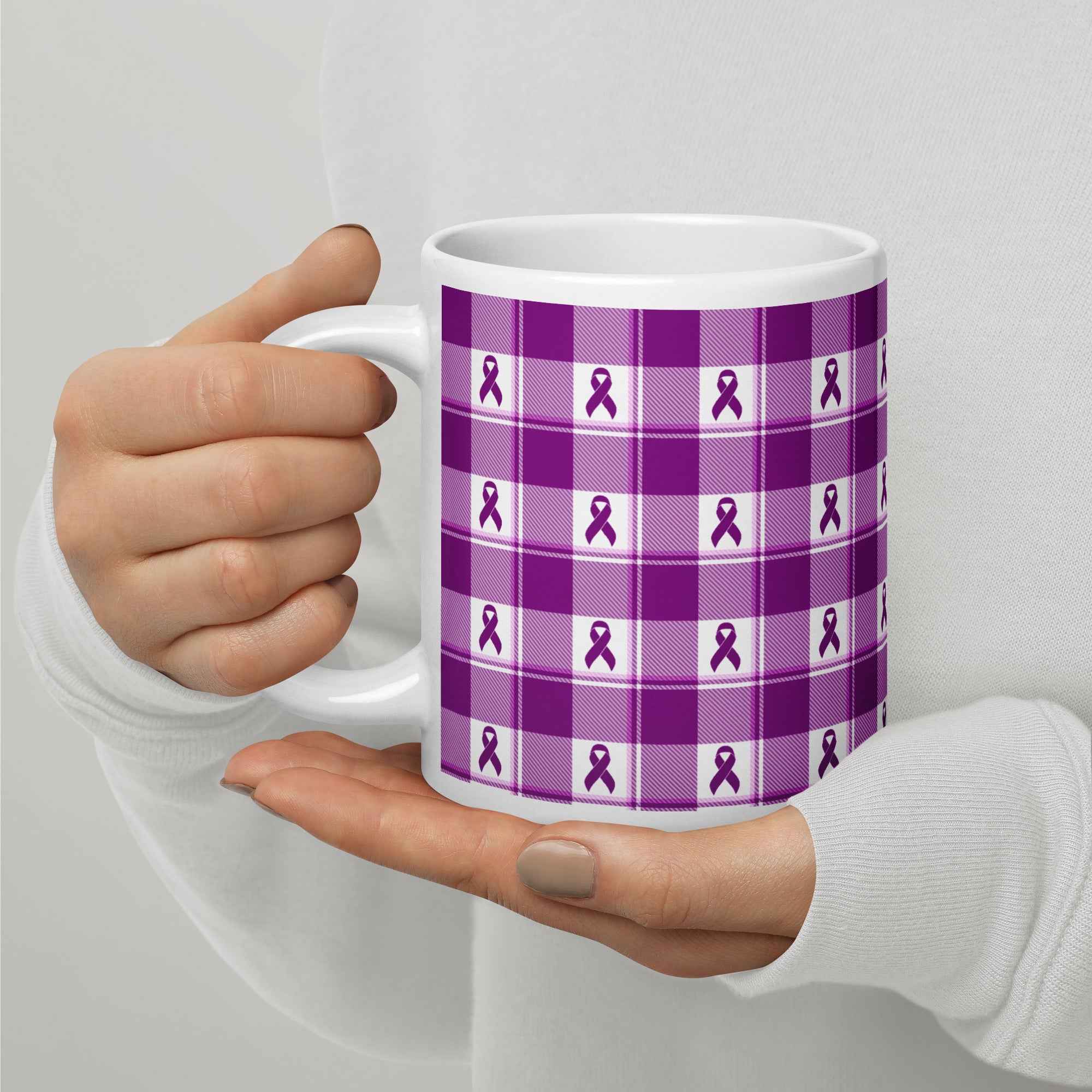 Ceramic Mug Pancreatic Cancer Awareness Plaid - Scottish Squares