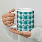 Ceramic Mug Cervical Cancer Awareness Plaid, Teal Ribbon, Supportive Gift - Scottish Squares
