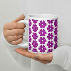 Ceramic Mug Flower Shape Plaid Pink Purple