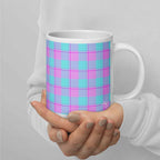 Mauve and Coastal Mist Plaid Ceramic Mug - Scottish Squares