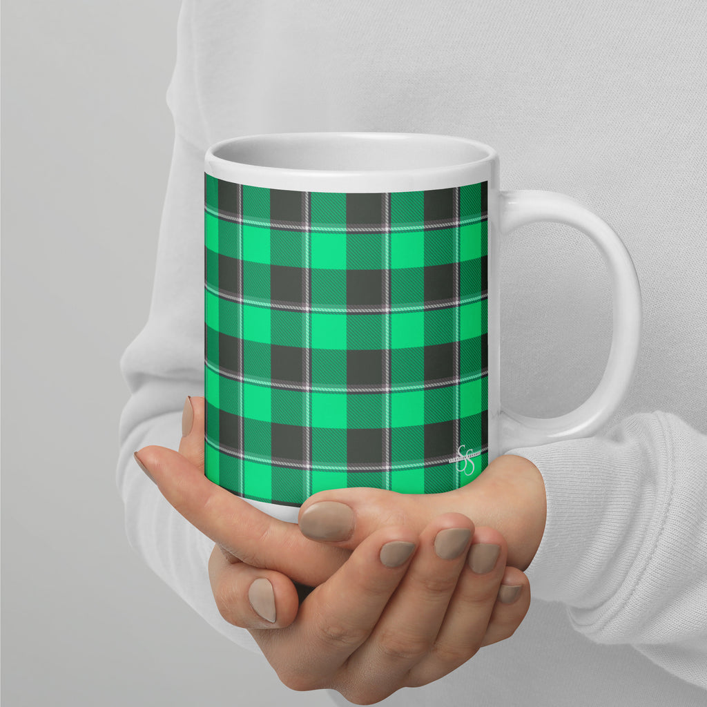 Spring Green and Finlandia Plaid Ceramic Mug - Scottish Squares