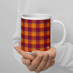 Tahiti Gold and Rose Bud Cherry Plaid Ceramic Mug - Scottish Squares