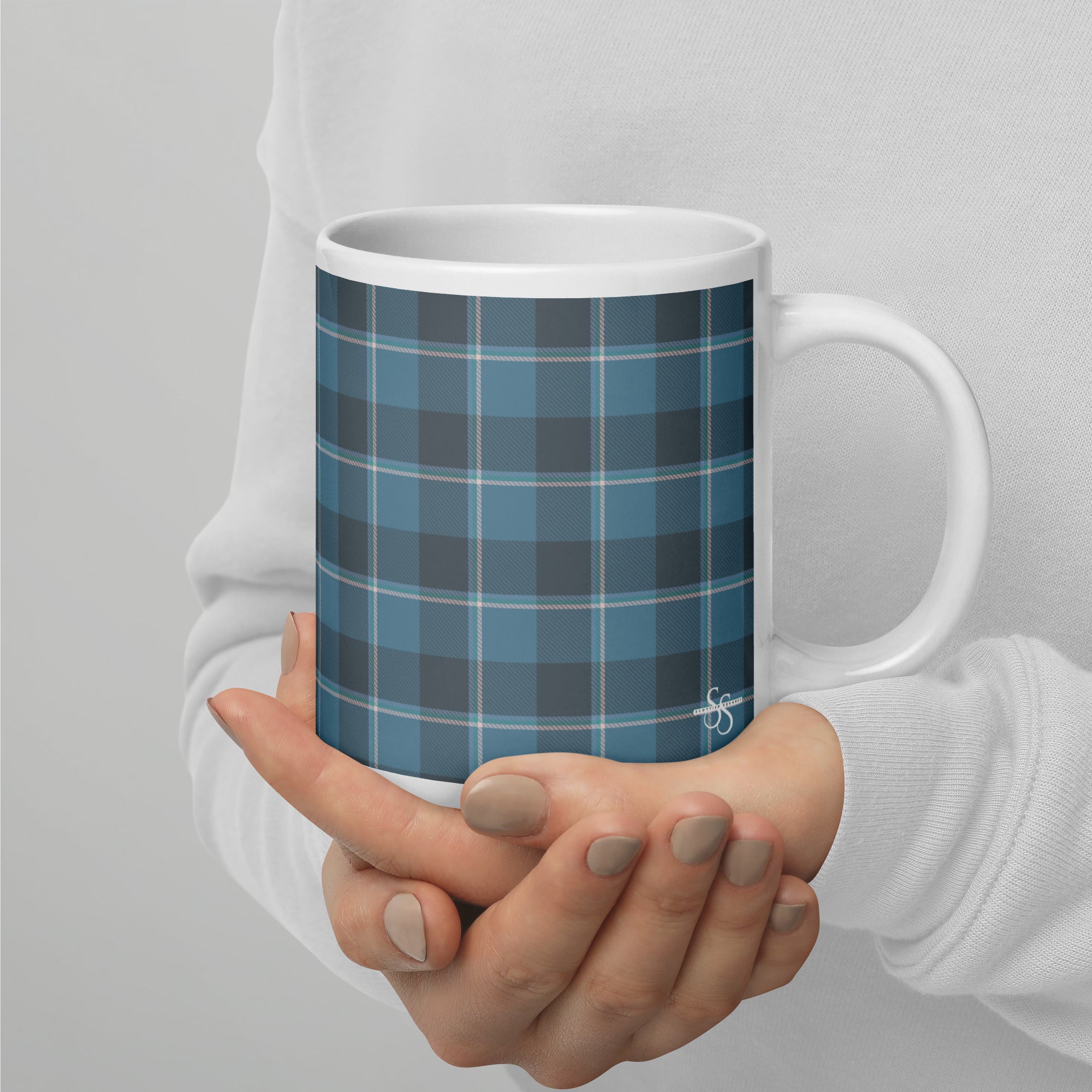 Hoki and Shuttle Gray Plaid Ceramic Mug - Scottish Squares