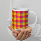 Corn and Razzmatazz Plaid Ceramic Mug - Scottish Squares