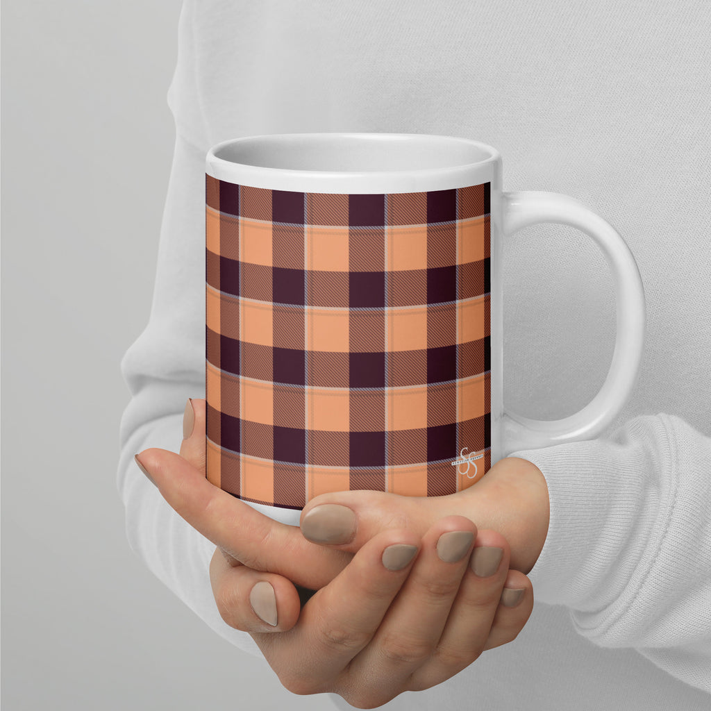 Hit Pink and Livid Brown Plaid Ceramic Mug - Scottish Squares
