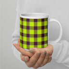 Electric Lime and Livid Brown Plaid Ceramic Mug - Scottish Squares