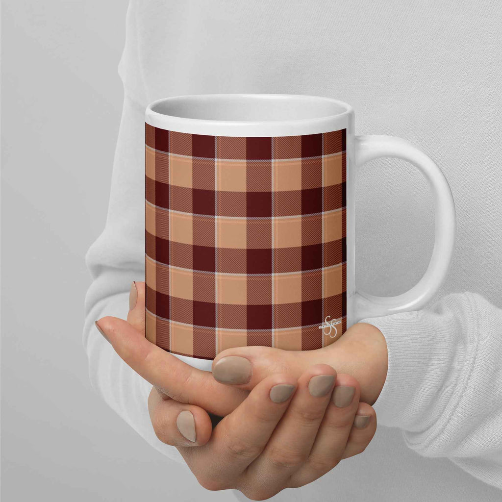 Whiskey and Livid Brown Plaid Ceramic Mug - Scottish Squares