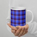 Cornflower Blue and Livid Brown Plaid Ceramic Mug - Scottish Squares