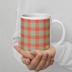 Spring Rain and Persimmon Plaid Ceramic Mug - Scottish Squares