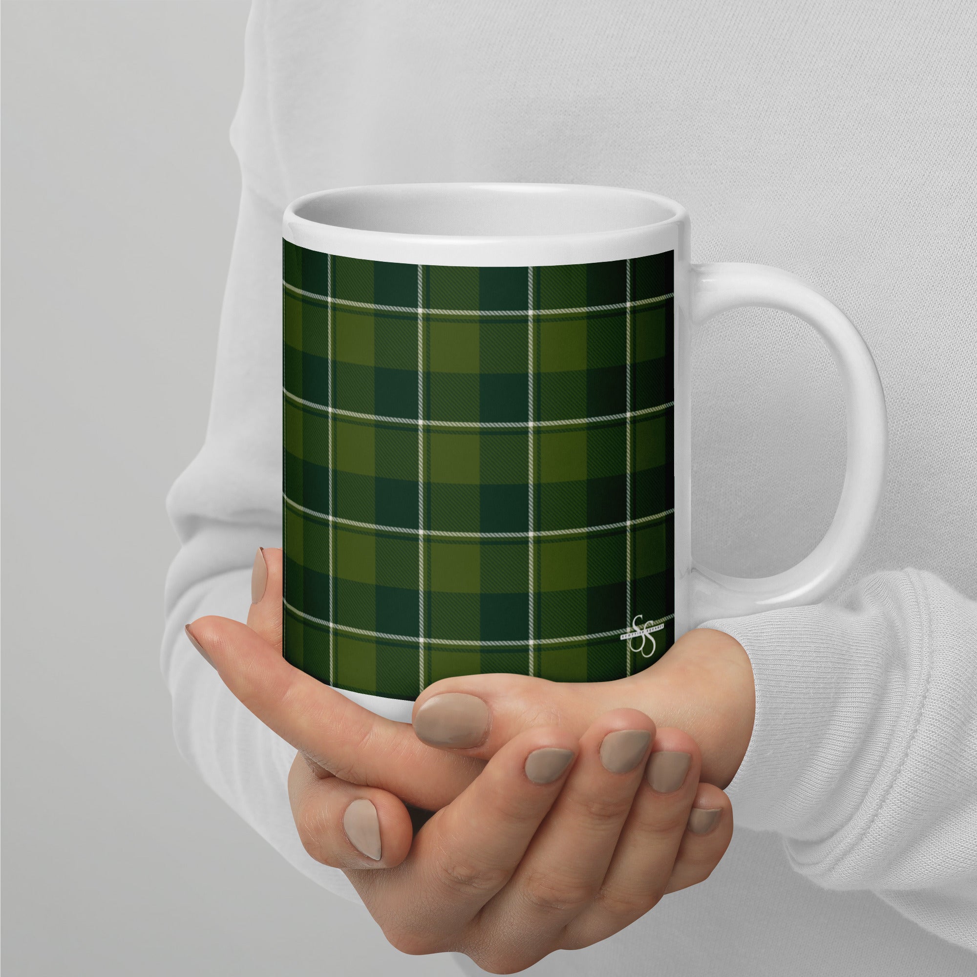 Woodland and Evergreen Plaid Ceramic Mug - Scottish Squares