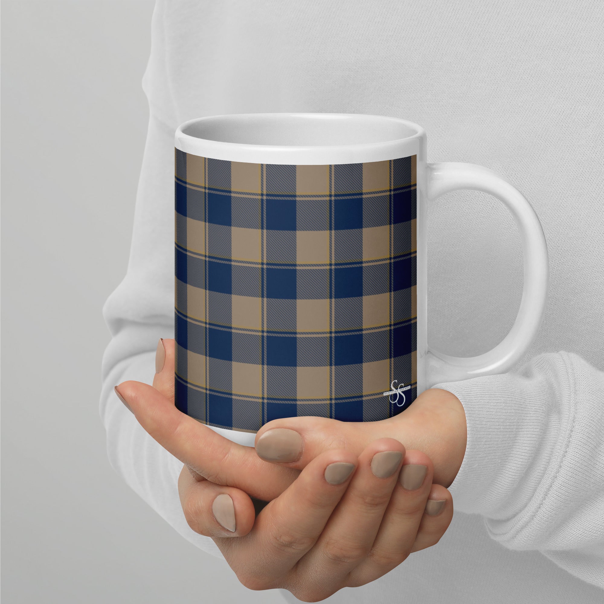 Cello and Donkey Brown Plaid Ceramic Mug - Scottish Squares