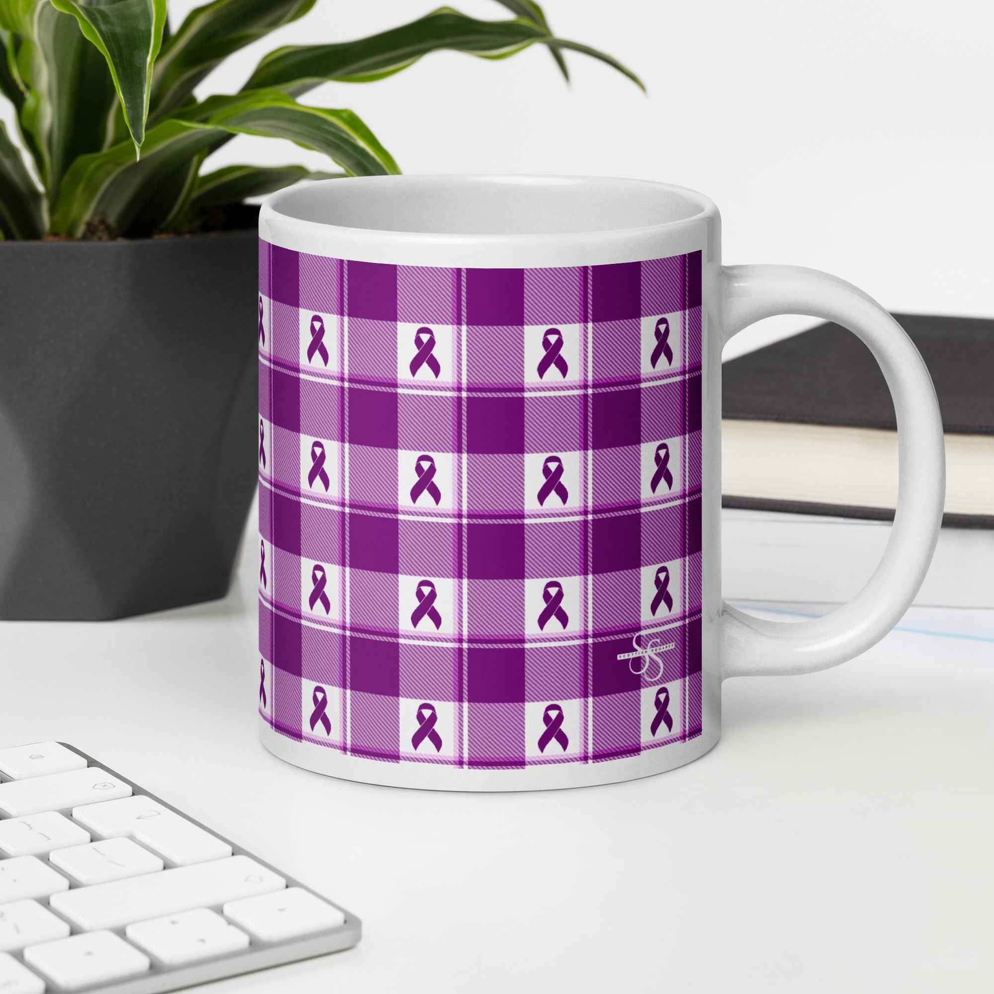 Ceramic Mug Pancreatic Cancer Awareness Plaid - Scottish Squares