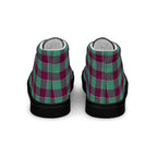Women’s High Top Canvas Shoes Ocean Green and Mulberry Wood Plaid - Scottish Squares