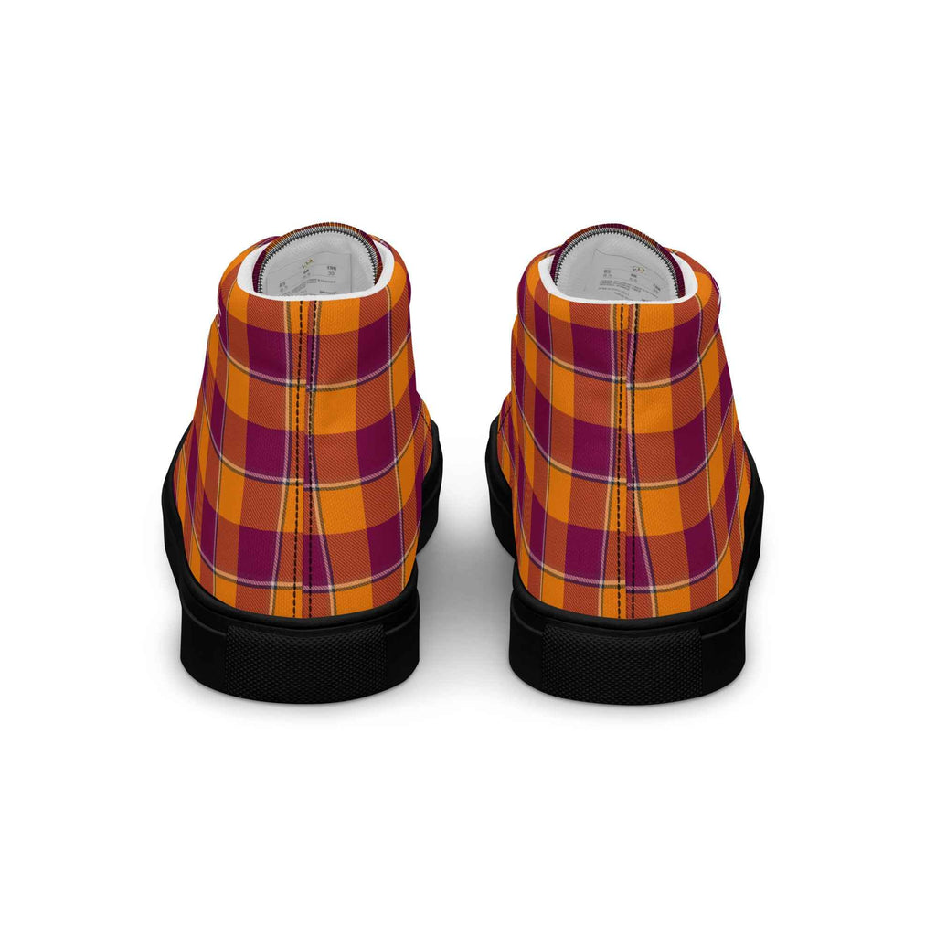 Women’s High Top Canvas Shoes Tahiti Gold and Rose Bud Cherry Plaid - Scottish Squares