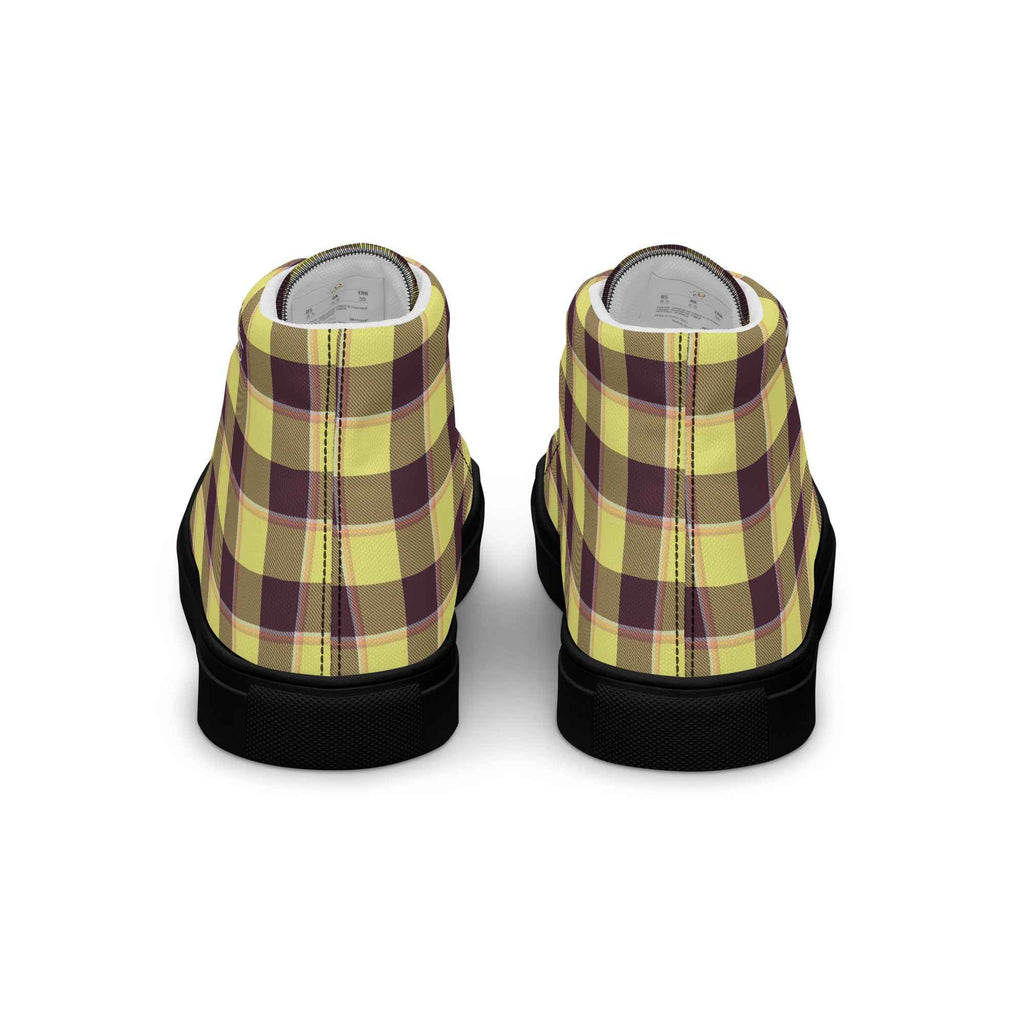 Women’s High Top Canvas Shoes Flax and Livid Brown Plaid - Scottish Squares