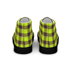 Women’s High Top Canvas Shoes Electric Lime and Livid Brown Plaid - Scottish Squares