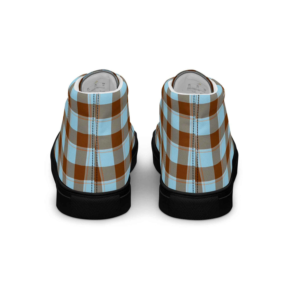 Women’s High Top Canvas Shoes Blizzard Blue and Livid Brown Plaid - Scottish Squares