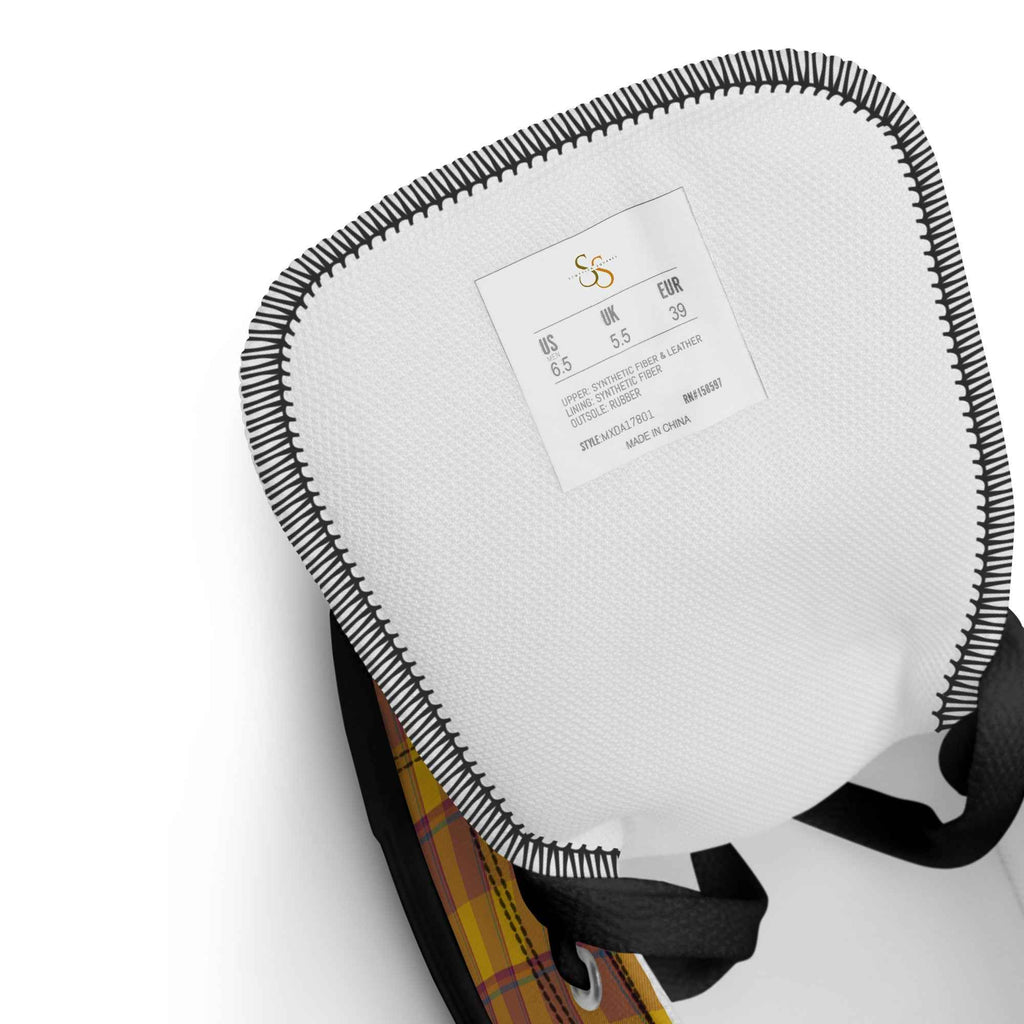 Women’s High Top Canvas Shoes Potters Clay and Pizza Plaid - Scottish Squares