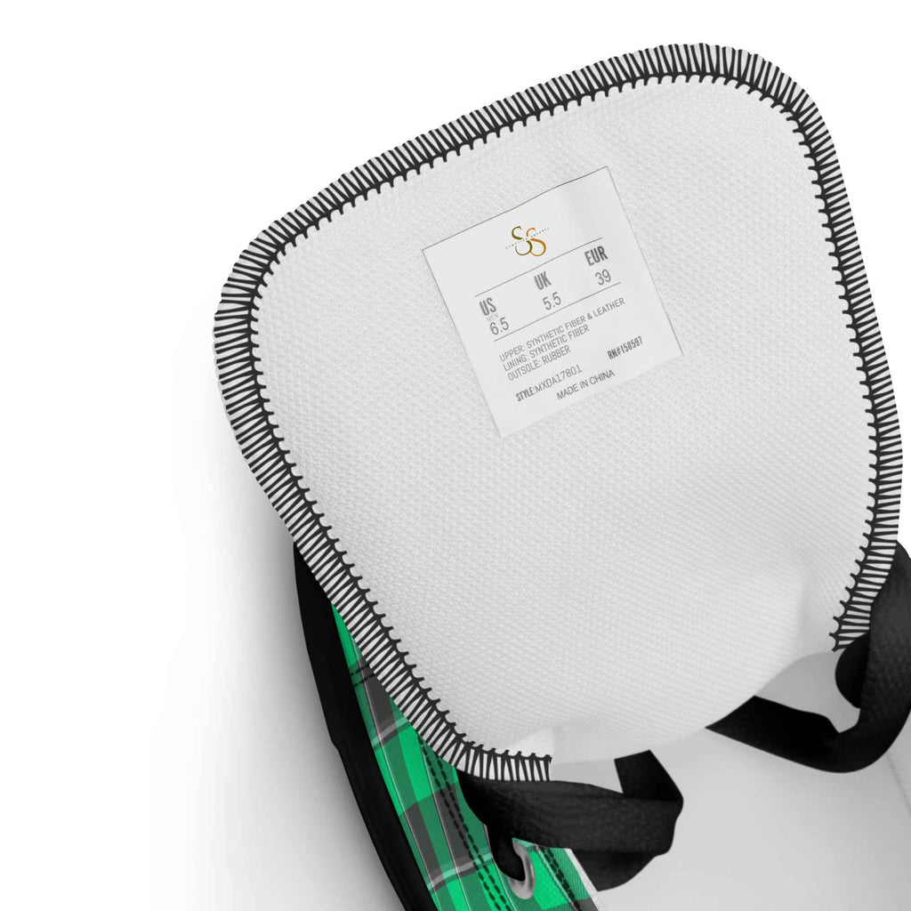 Women’s High Top Canvas Shoes Spring Green and Finlandia Plaid - Scottish Squares