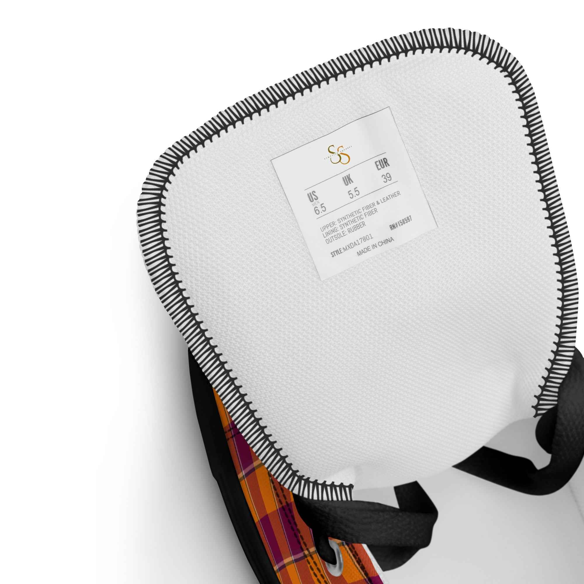 Women’s High Top Canvas Shoes Tahiti Gold and Rose Bud Cherry Plaid - Scottish Squares