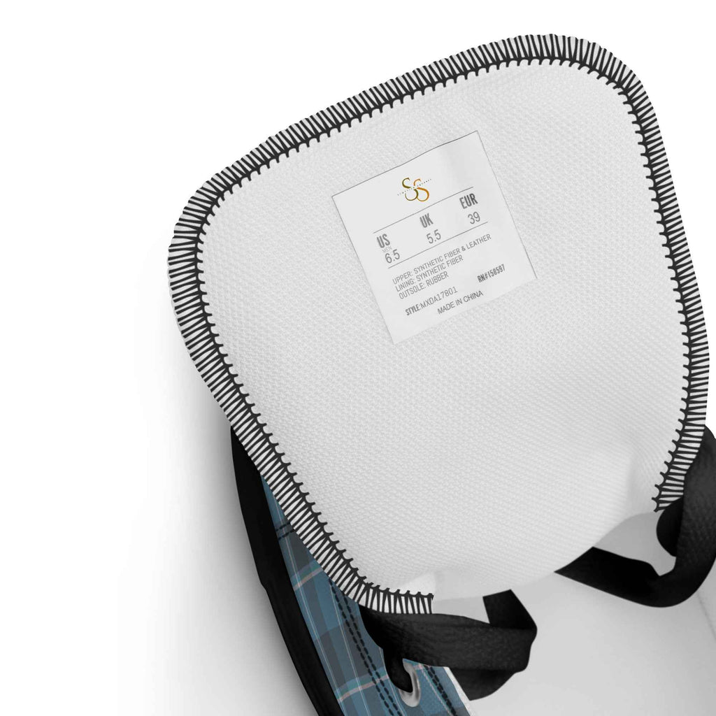 Women’s High Top Canvas Shoes Hoki and Shuttle Gray Plaid - Scottish Squares