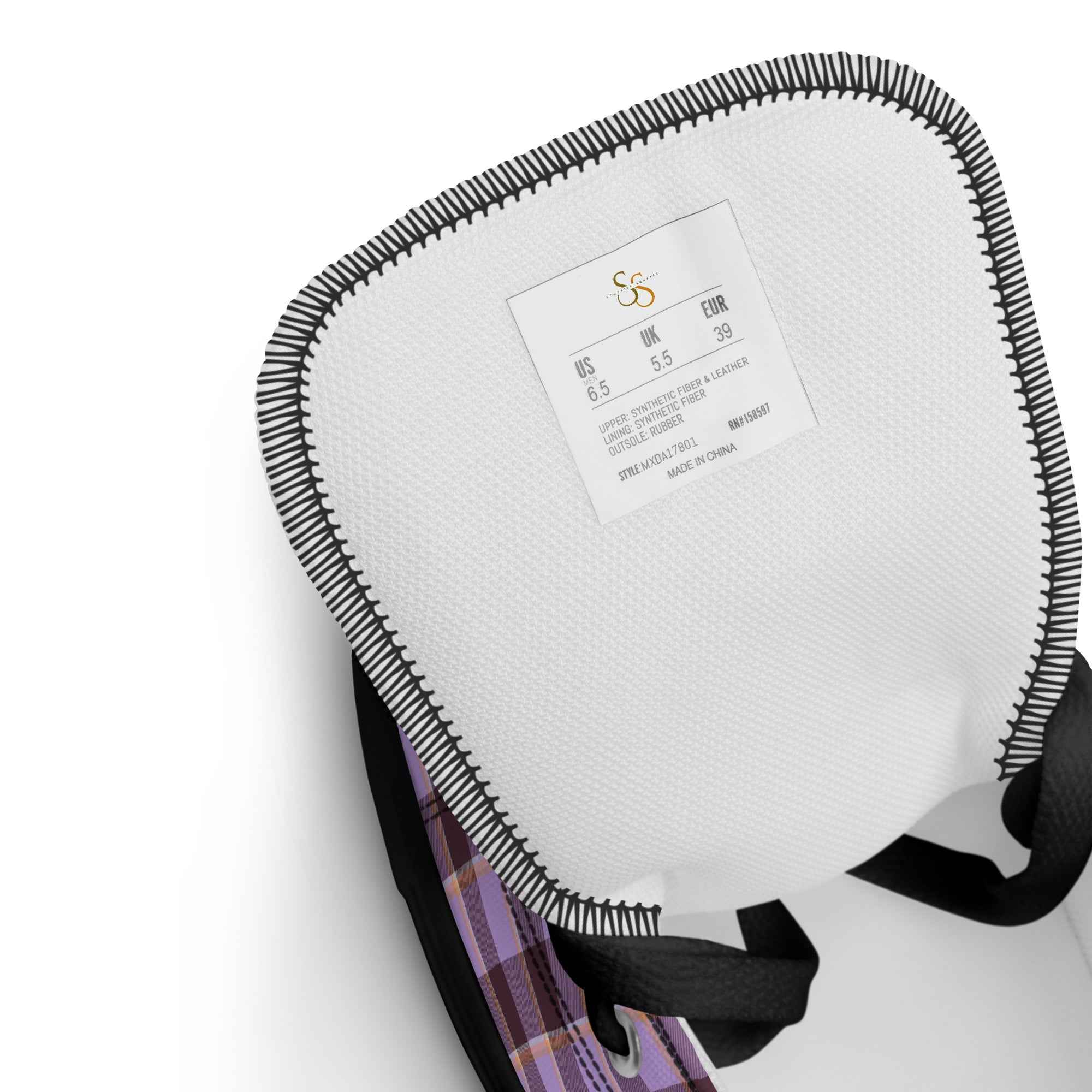 Women’s High Top Canvas Shoes Light Wisteria and Livid Brown Plaid - Scottish Squares