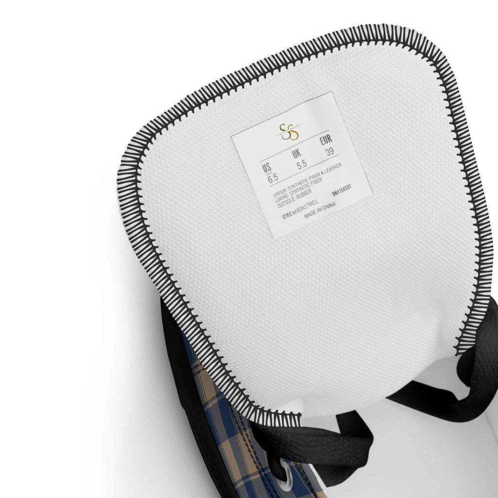 Women’s High Top Canvas Shoes Cello and Donkey Brown Plaid - Scottish Squares