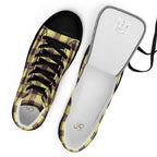 Women’s High Top Canvas Shoes Flax and Livid Brown Plaid - Scottish Squares